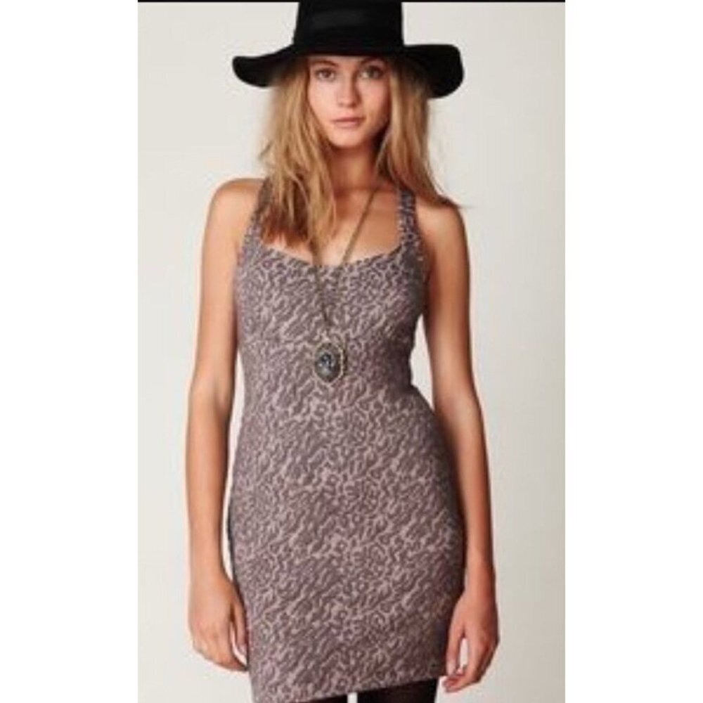 Free People Womens Gray Animal Print Dress SZ S Ca